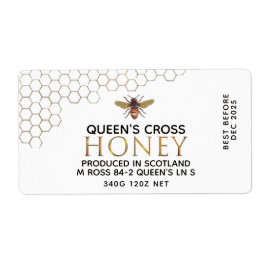 12 oz Honung Hex Burk-etikett med honungskomb och  Fraktsedel
