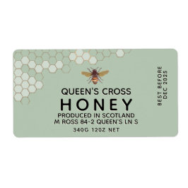 12 oz Honung Hex Burk-etikett med honungskomb och  Fraktsedel