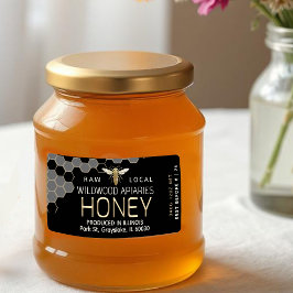 12 oz Honung Hex Burk etikett Queen Bee Honeycomb Adressetikett