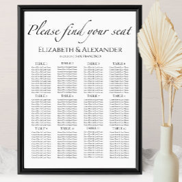 12 passagerardiagram för svart och vitt Bröllop-Bo Poster
