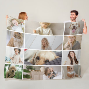 12 Personlig för Fotokollage-familjen Fleecefilt