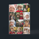 12 Photo Collage 2-sidig jul - nedladdning 2023 Kort<br><div class="desc">Ett ljust och glansigt ben mönster i grönt och rött. Framsidan är helt täckt med foton. Använda 12-kvadratbilder och gör ett unikt och trendig God jul hälsning med ett återblocksteckensnitt på insidan med en festive line art rand mönster. Om du vill flytta något runt klickar du på knappen Anpassa för...</div>