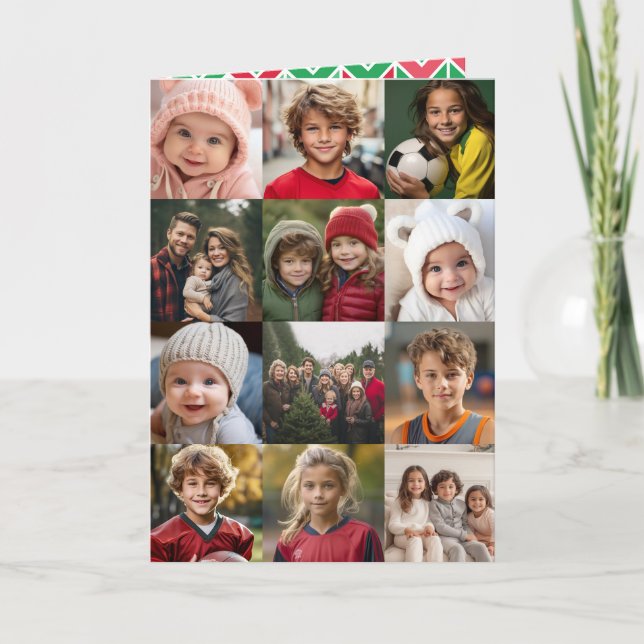 12 Photo Collage 2-sidig jul - nedladdning 2023 Kort (Framsida)