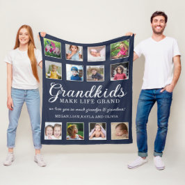 12 Photo Collage Barnbarn gör Life Grand Blue Fleecefilt