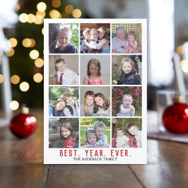 12 Photo Collage Bästa året - Julrött Julkort
