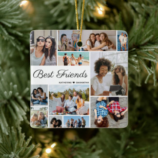 12 Photo Collage Best Friends for Forever Julgransprydnad Keramik