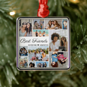 12 Photo Collage Best Friends for Forever Julgransprydnad Metall