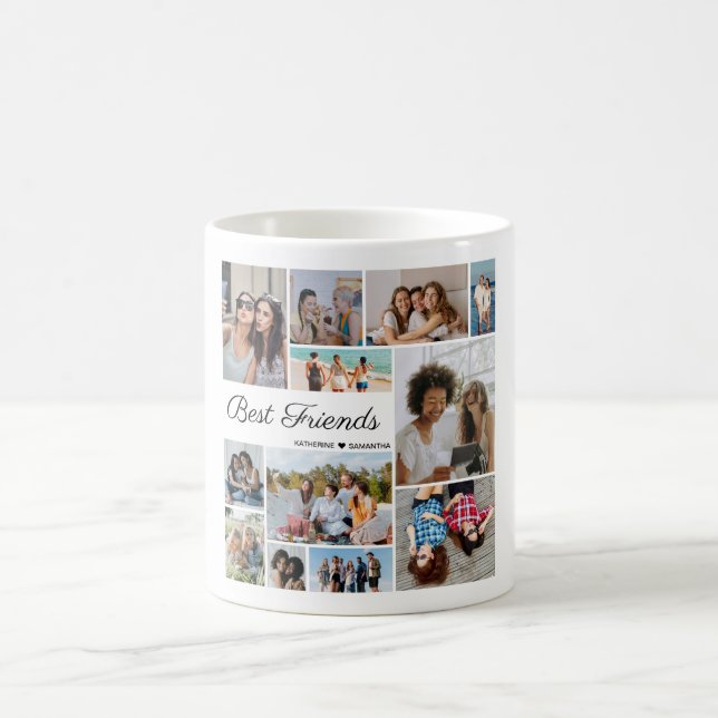 12 Photo Collage Best Friends for Forever Kaffemugg (Center)