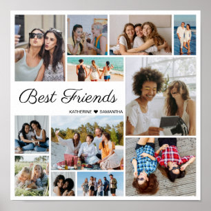 12 Photo Collage Best Friends for Forever Poster