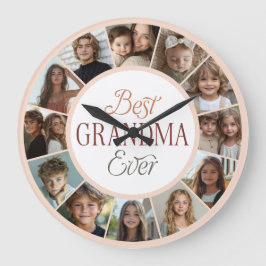 12 Photo Collage Best Grandma Ever Large Clock Stor Klocka
