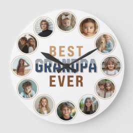 12 Photo Collage Best Grandpa Ever Stor Klocka