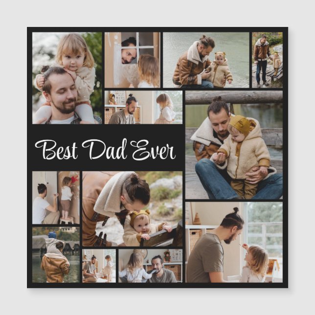 12 Photo Collage Best Pappa någonsin Magnetic Card (Framsida)