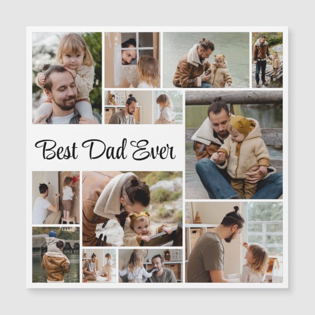 12 Photo Collage Best Pappa någonsin Magnetic Card (Framsida)