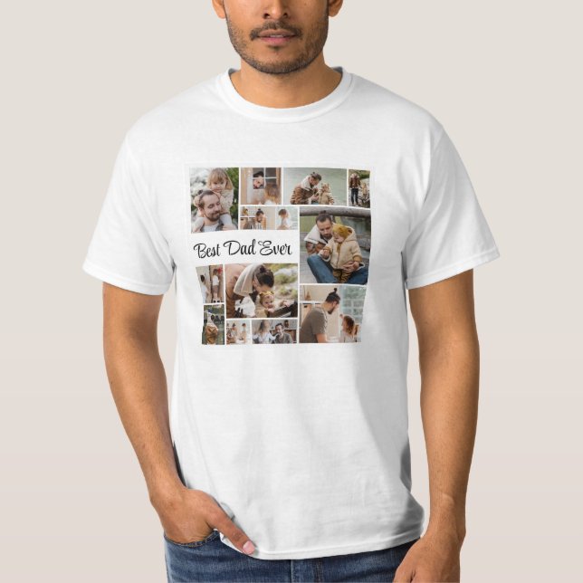 12 Photo Collage Best Pappa någonsin Manar Value T Shirt (Framsida)