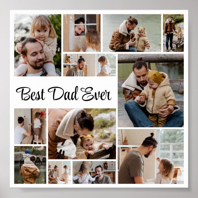 12 Photo Collage Best Pappa någonsin Poster (Framsidan)