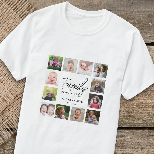 12 Photo Collage Family är allt citat Namn T Shirt (Skapare uppladdad)