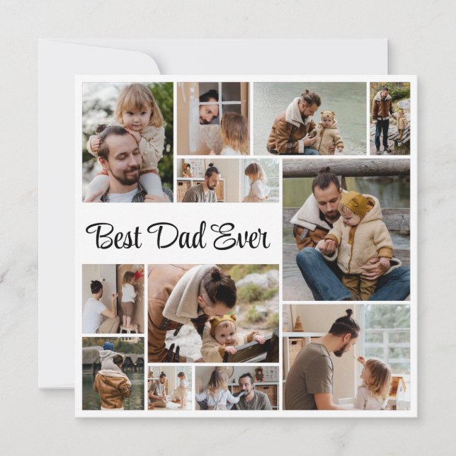 12 Photo Collage Fars dag Best Pappa någonsin Kort (Framsida)