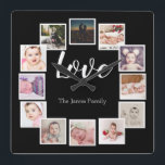 12 Photo Collage Personlig KÄRLEK-familjen Fyrkantig Klocka<br><div class="desc">12 Fotokollage-Personlig KÄRLEK-familjens väggklocka ...  lägg bara till egna foton och text till den underbara väggklockan ...  som är lätta att anpassa ...  anpassadets fotomallklocka från Ricaso - perfektens presentidéer</div>