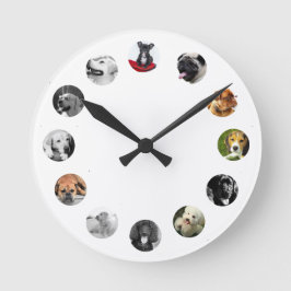 12 PHOTO Collage Pet Memorial Firande of Life Rund Klocka