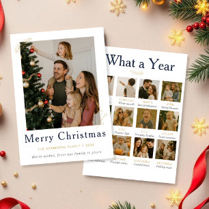 12 Photo Collage What a Year Family Jul Julkort