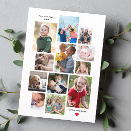 12 Photo Family Memory Collage with Heart on White Julkort