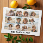 12 Photo Grid Collage - White - Mod Type Black Kökshandduk<br><div class="desc">A simple photo grid with 3 rows and 4 columns of photos. 6 Photos are square, and the remaining 6 photos are horizontal/landscape. The design is modern and minimal and includes a simple, retro-looking font to add text at the bottom. Make personalized photo blanket or a make a gift that...</div>