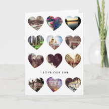 12 Photo Heart Collage Valentine Day Kärlek Card