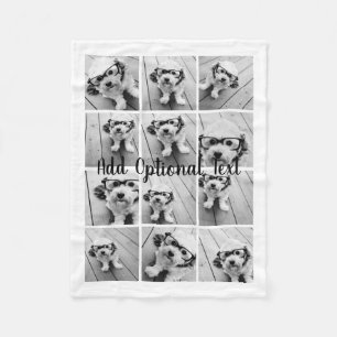 12 Photo Instagram Collage - Black and White Fleecefilt
