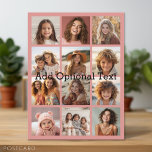 12 Photo Instagram Collage - Pastel Coral Ro Vykort<br><div class="desc">Lägg till ditt favoritprogram bilder i det här fotostödrastret med 12 kortplatser. Du kan använda foton för det här rutnätet.</div>