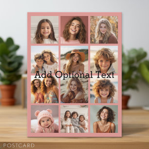 12 Photo Instagram Collage - Pastel Coral Ro Vykort