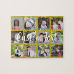 12 Photo Instagram Collage with Faux Guld Glitter Pussel<br><div class="desc">Lägg till ditt favoritprogram bilder i den här roligten-mallen. Du kan använda Instagram-foton eller eventuella foton för det här rutnätet.</div>
