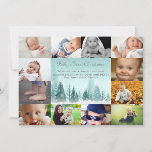 12 Photo Winter Ligcape Collage - 5x7 Baby Julkort