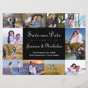 12 Photos Collage Black - 6x8 Spara datumet