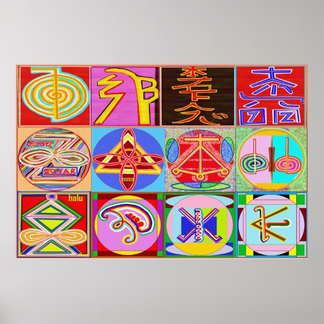 12 REIKI n KARUNA-symboler Poster (Framsidan)