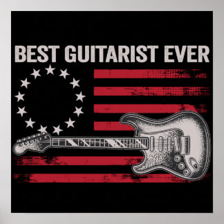 12 Retro US Betsy Ross Flag Music Guitarist Dad Poster