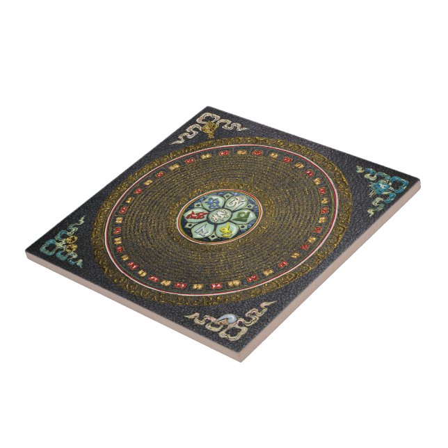 [12] Rund tibetansk "OM" Mantra Mandala Kakelplatta (Sidan)