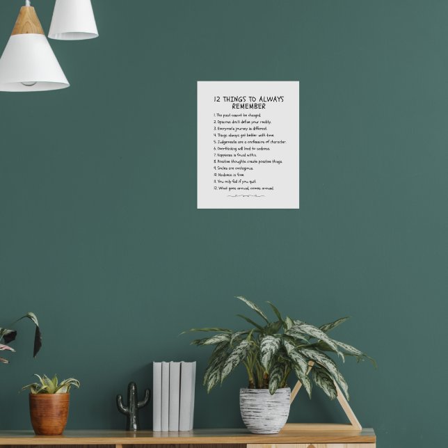 12 Sak att komma ihåg - Motiverande Poster (Vardagsrum 1)