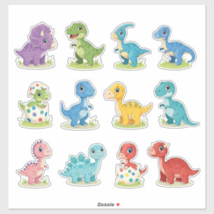 12 söta färgglada dino-vinyldekaler klistermärken
