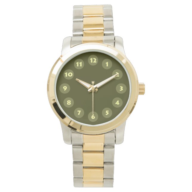 12 Spoter - Olivskugga Armbandsur (Framsida)