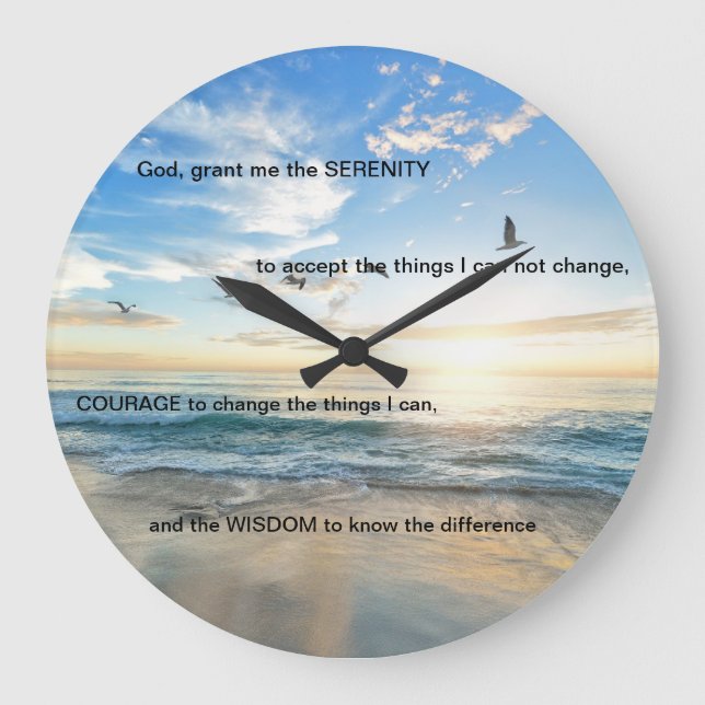 12 steg 12 steg Strand Serenity Prayer Stor Klocka (Framsida)
