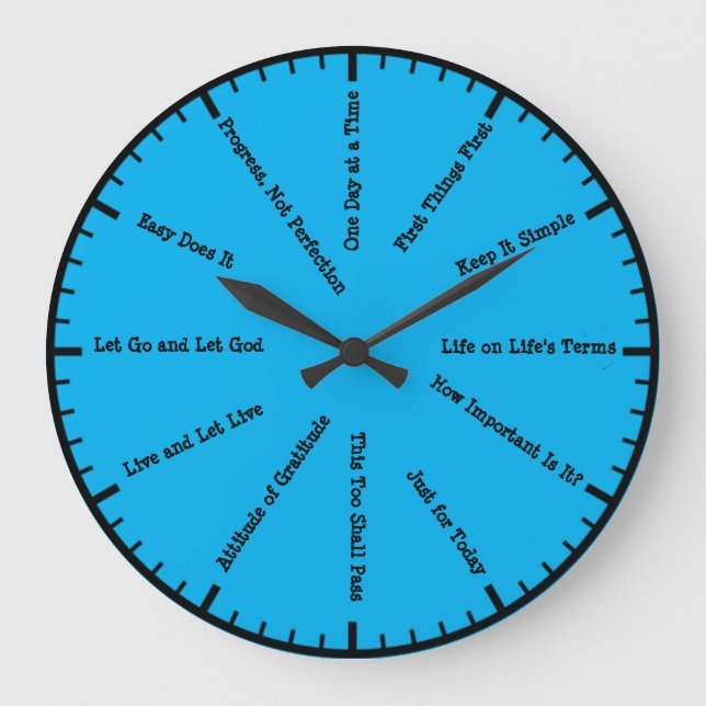 12 Steg Alcoholics Blue Wall Clock Stor Klocka (Framsida)
