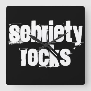 12 Steg Recovery Sobriety Slogan Alkohol Addict Fyrkantig Klocka