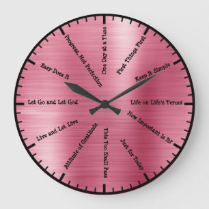 12 Steg Sobriety Alcoholics Rosa Wall Clock Stor Klocka