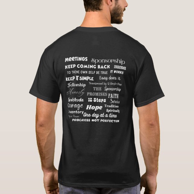 12 stegs återhämtning ord & slagord t shirt (Baksida)