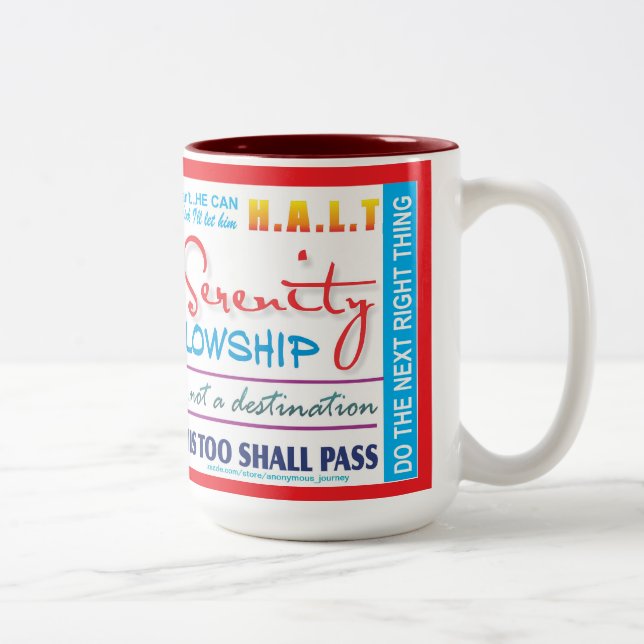 12 stegs återställnings slogans mugg 25z-röd (Höger)