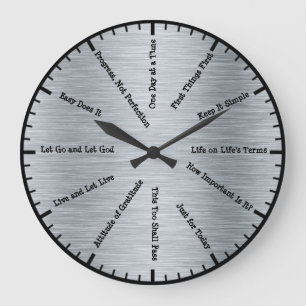 12-stegs Sobriety Clean & Sober Slogans Slvr-klock Stor Klocka