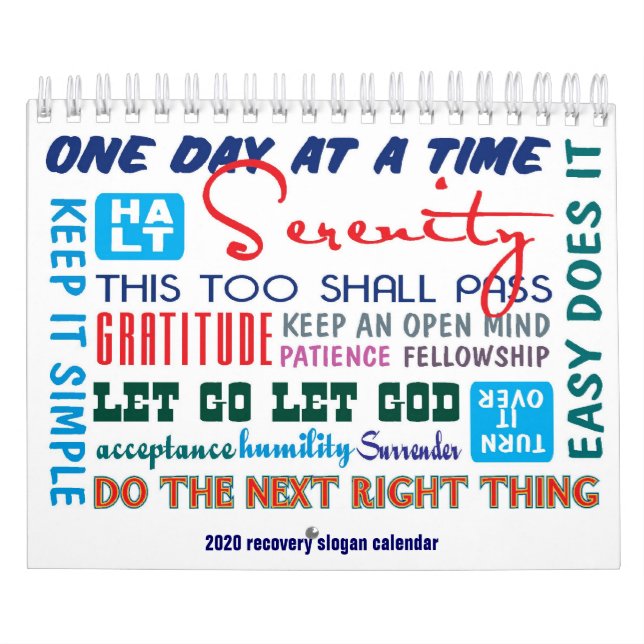 12-stegssslogans för nykterhet 2020 kalender (Omslag)