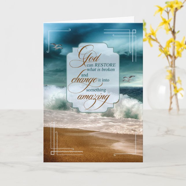 12 Step Recovery Encouragement Ocean Waves Kort (Gul blomma)