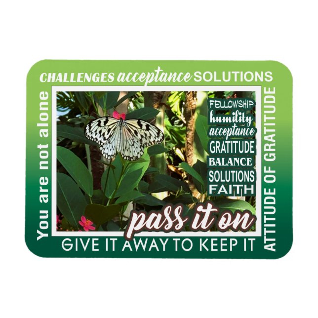 12 step recovery pass it on magnet 26 butterflies (Horisontell)
