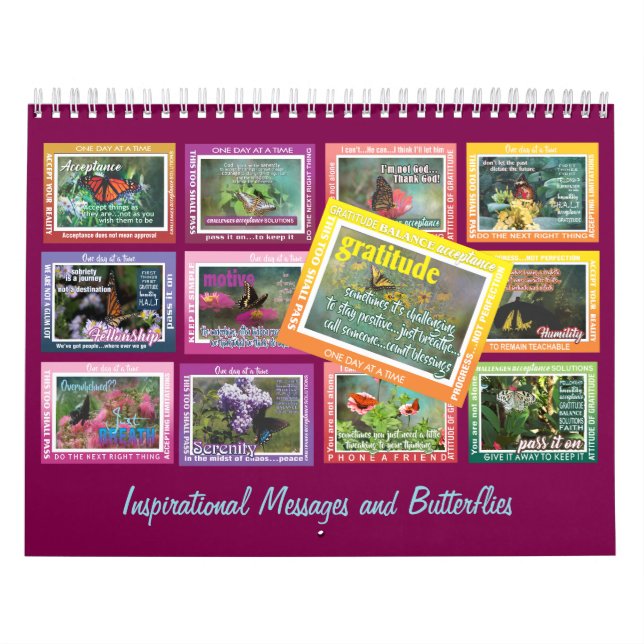 12 step recovery slogans butterflies calendar 25 kalender (Omslag)
